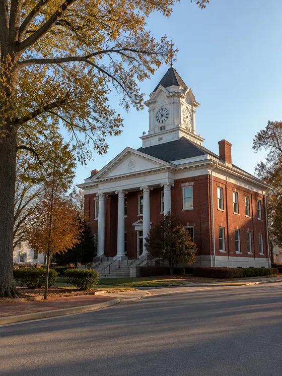 A Illinois county courthouse with clock tower