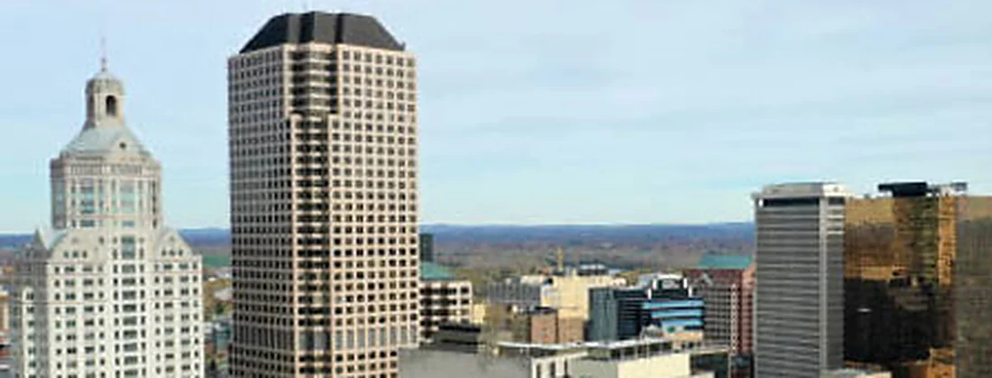 Downtown Hartford above Bushnell Park in autumn