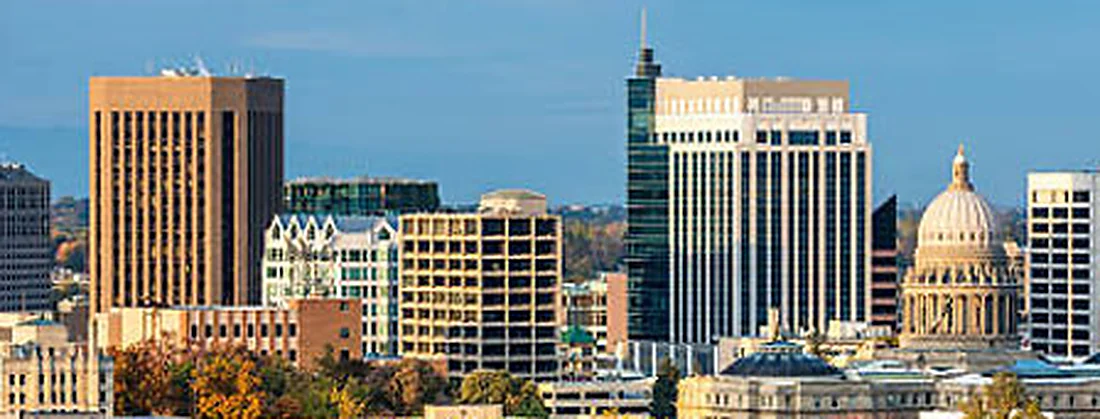 Downtown Boise with the Idaho State Capitol dome in autumn