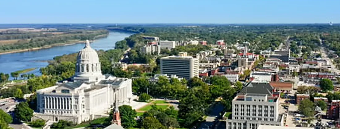 The Missouri State Capitol above the Missouri River at Jefferson City