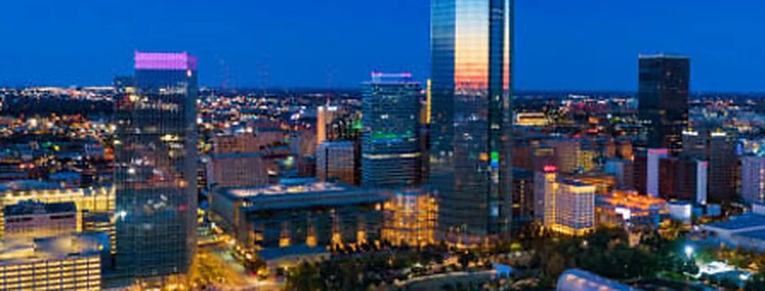 The Devon Energy Center above Oklahoma City at night