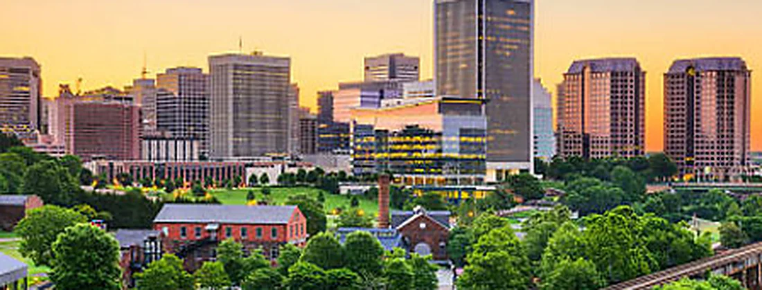 The Richmond skyline above the James River and Tredegar Iron Works