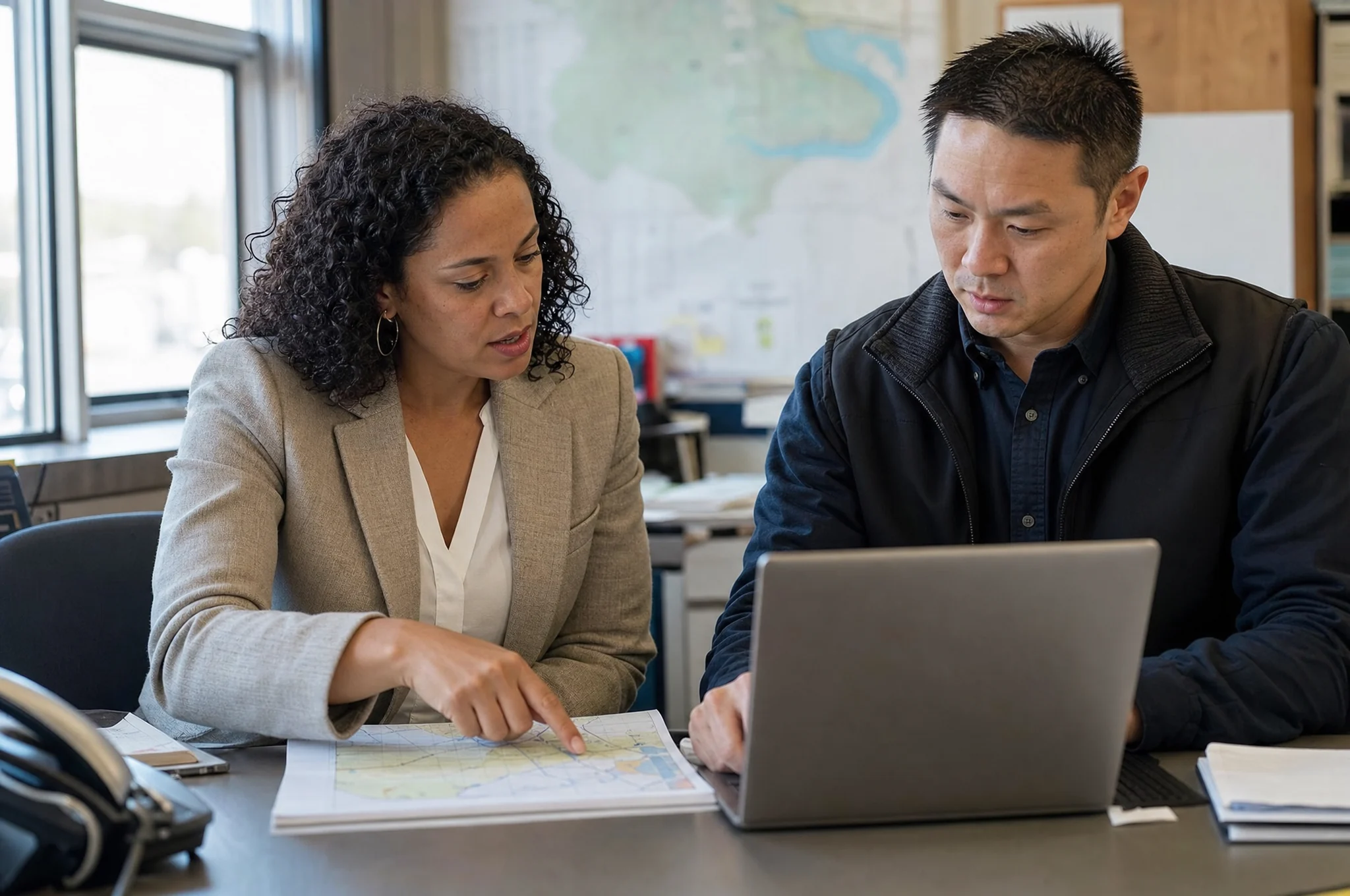 A customer communications team reviewing a service notice