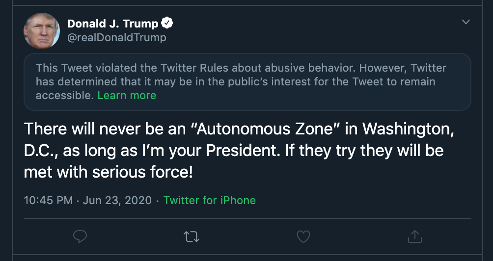 screen grab of tweet from donald trump