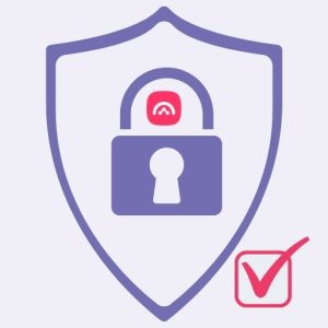 Illustration of lock, shield and check mark